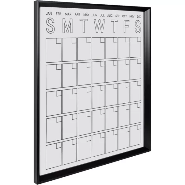 Kate and Laurel Calter Modern Acrylic Dry Erase Wall Calendar 255 x 315 Black Chic Transparent Whiteboard Calendar for Wall