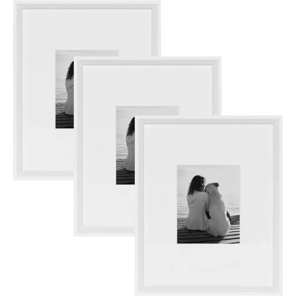 Kate and Laurel Calter Modern Wall Picture Frame Set of 3 16x20 matted to 8x10 Natural Modern ThreePiece Frame Set for Gallery Wall Frame Set in Living Room Wall DcorWhite