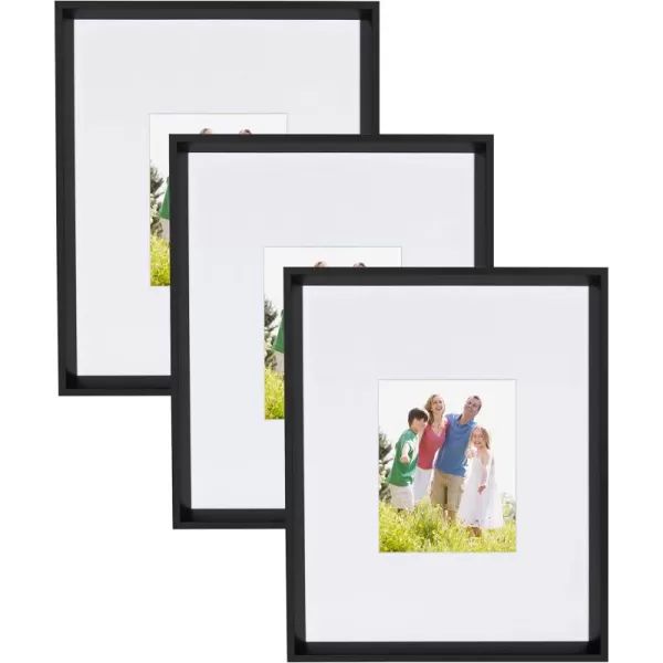 Kate and Laurel Calter Modern Wall Picture Frame Set of 3 16x20 matted to 8x10 Natural Modern ThreePiece Frame Set for Gallery Wall Frame Set in Living Room Wall DcorBlack