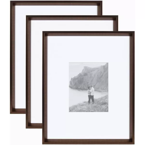 Kate and Laurel Calter Modern Wall Picture Frame Set of 3 16x20 matted to 8x10 Natural Modern ThreePiece Frame Set for Gallery Wall Frame Set in Living Room Wall DcorBronze