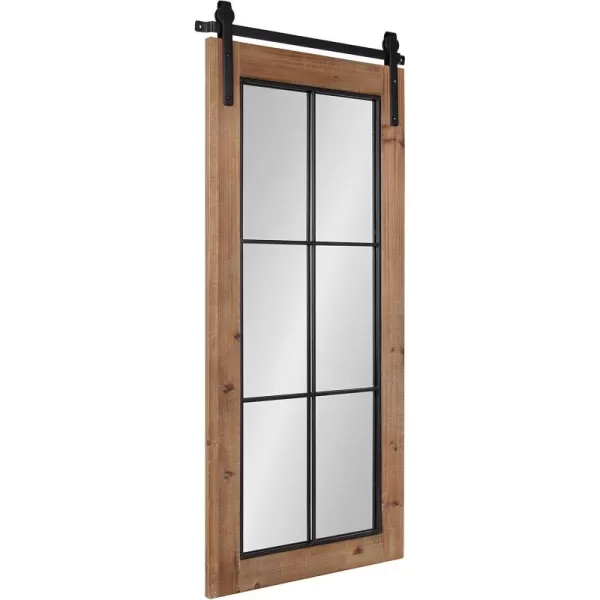 Kate and Laurel Cates Farmhouse Window Wall Mirror 22 x 37 Black Sophisticated 4Pane Panel Mirror for WallRustic Brown
