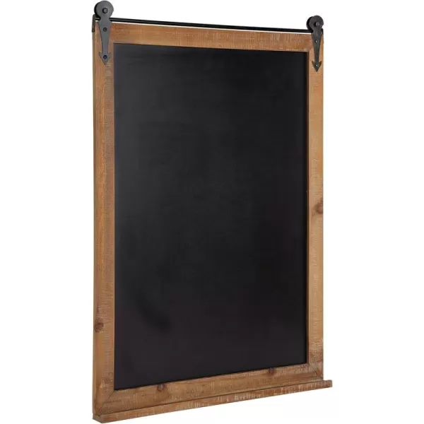 Kate and Laurel Cates Modern Farmhouse Barn Door Wood Framed Chalkboard Rustic BrownRustic Brown