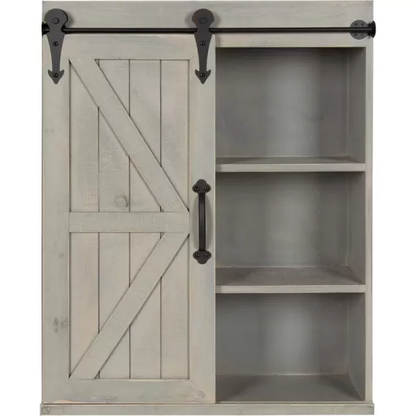 Kate and Laurel Cates Wood Wall Storage Cabinet with Sliding Barn Door FarmhouseStyle Wall Cabinet Ideal for Use as a Bathroom Cabinet Pantry Cabinet Kitchen Cabinet Rustic BrownGrey