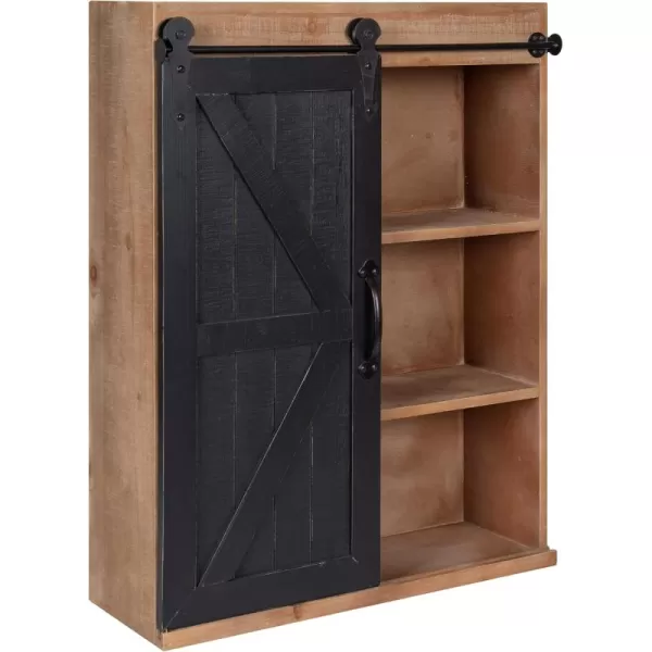 Kate and Laurel Cates Wood Wall Storage Cabinet with Sliding Barn Door FarmhouseStyle Wall Cabinet Ideal for Use as a Bathroom Cabinet Pantry Cabinet Kitchen Cabinet Rustic BrownBlackRustic Brown