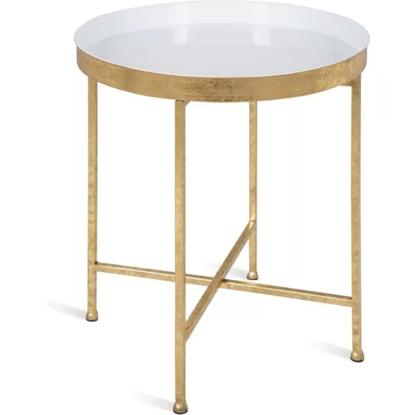Kate and Laurel Celia Metal Foldable Round Accent Table 1825quot x 1825quot x 22quot White Surface and Gold Frame Modern Minimalist Design and Detachable Magnetic TabletopGoldWhite