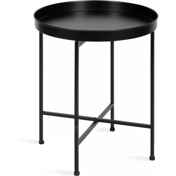 Kate and Laurel Celia Metal Foldable Round Accent Table 1825quot x 1825quot x 22quot White Surface and Gold Frame Modern Minimalist Design and Detachable Magnetic TabletopBlack