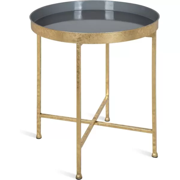 Kate and Laurel Celia Metal Foldable Round Accent Table 1825quot x 1825quot x 22quot White Surface and Gold Frame Modern Minimalist Design and Detachable Magnetic TabletopGoldGray