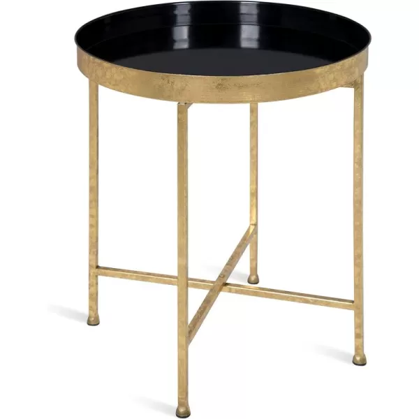 Kate and Laurel Celia Metal Foldable Round Accent Table 1825quot x 1825quot x 22quot White Surface and Gold Frame Modern Minimalist Design and Detachable Magnetic TabletopGoldBlack