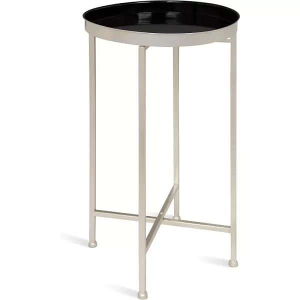 Kate and Laurel Celia Round Metal Foldable Tray Accent Table 14quot x 14quot x 2575quot Black and Silver Modern Minimalist Design and Magnetic TabletopSilverBlack