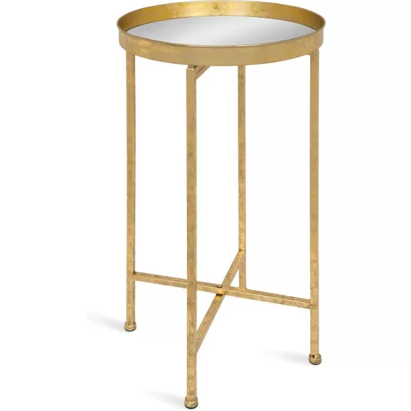 Kate and Laurel Celia Round Metal Foldable Tray Accent Table 14quot x 14quot x 2575quot Black and Silver Modern Minimalist Design and Magnetic TabletopGoldMirror