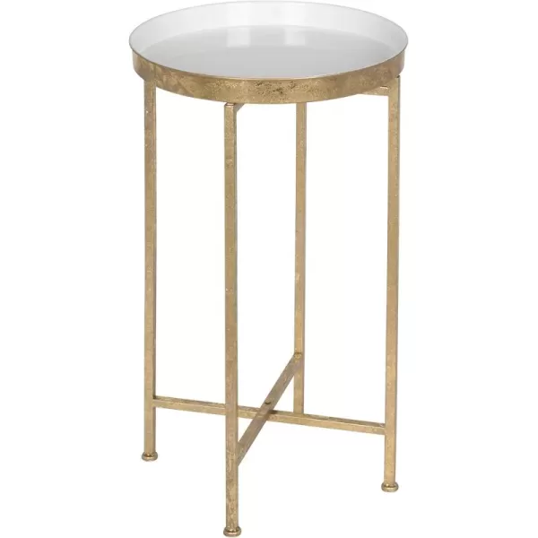 Kate and Laurel Celia Round Metal Foldable Tray Accent Table 14quot x 14quot x 2575quot Black and Silver Modern Minimalist Design and Magnetic TabletopGoldWhite