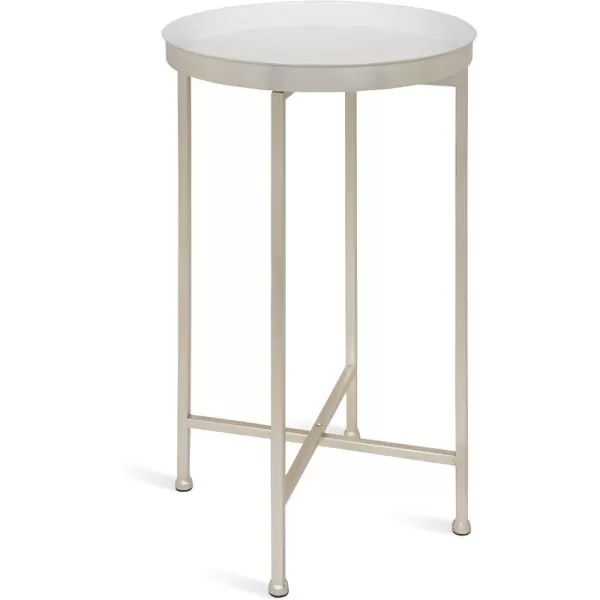 Kate and Laurel Celia Round Metal Foldable Tray Accent Table 14quot x 14quot x 2575quot Black and Silver Modern Minimalist Design and Magnetic TabletopSilverWhite