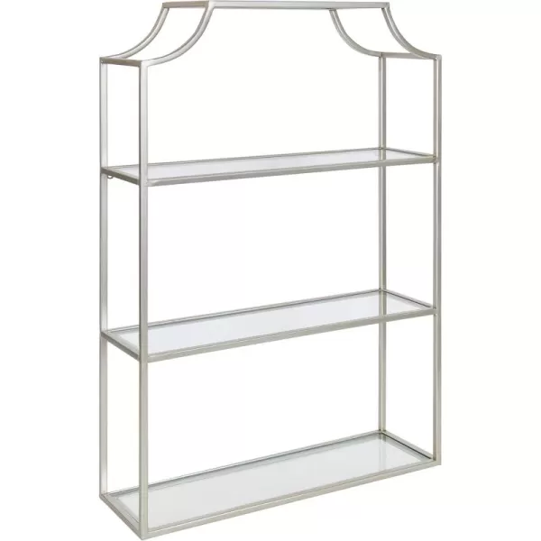 Kate and Laurel Ciel Glam 3Tier Scalloped Wall Shelf 20 x 30 Silver Modern Shelving with Glass TiersSilver