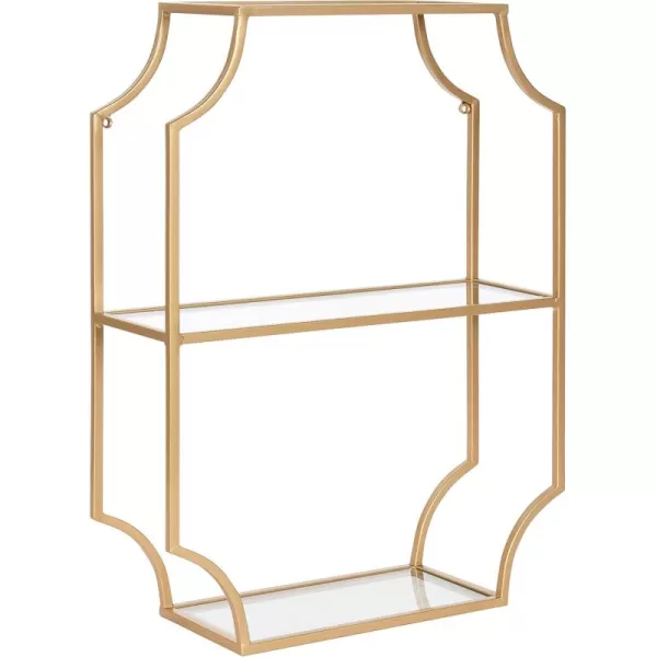 Kate and Laurel Ciel Glam Geometric Wall Shelf 18 x 24 Gold Decorative Shelves for Storage and DisplayGold