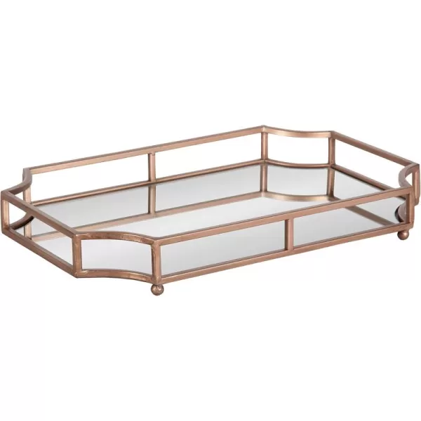 Kate and Laurel Ciel Modern Scalloped Tray 19 x 13 x 3 Bronze Decorative Mirrored Tray for Storage and DisplayRose Gold