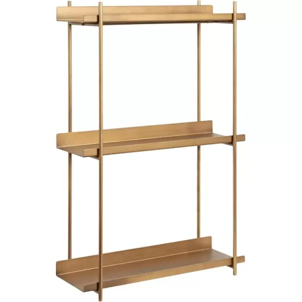 Kate and Laurel Dominic Modern Metal Bathroom Shelf 20 x 7 x 30 Dark Gold Sleek Glam 3Tier Floating Shelves for Wall Decor Display and Over Toilet StorageGold