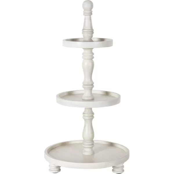 Kate and Laurel Downing Rustic 3Tier Tray 12 x 12 x 24 White Decorative Farmhouse Serving Tray for Storage and Display
