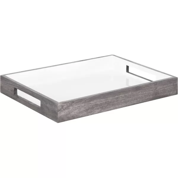 Kate and Laurel Ehrens Modern Wood Tray 13 x 17 Natural and White Sophisticated Accent Tray for Transitional DecorGrayWhite