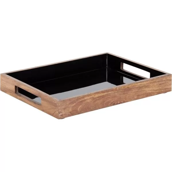 Kate and Laurel Ehrens Modern Wood Tray 13 x 17 Natural and White Sophisticated Accent Tray for Transitional DecorNaturalBlack