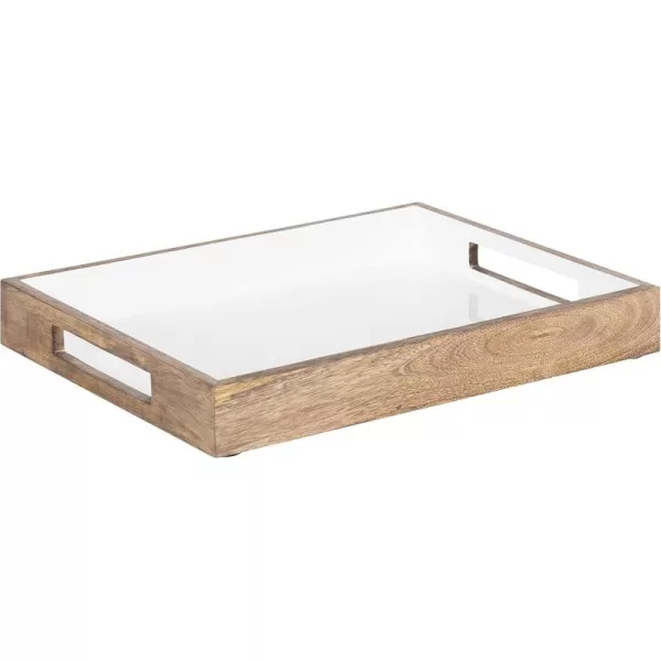Kate and Laurel Ehrens Modern Wood Tray 13 x 17 Natural and White Sophisticated Accent Tray for Transitional DecorNaturalWhite