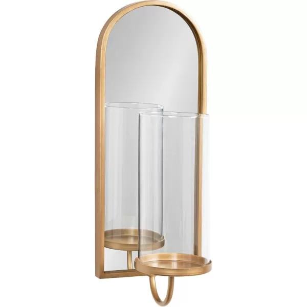 Kate and Laurel Ezerin Arched Mirror Wall Sconce 6 x 5 x 16 Gold Modern Decorative Wall Sconce Candle HolderGold