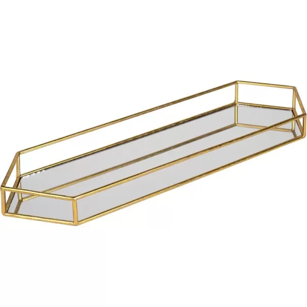Kate and Laurel Felicia Modern Glam Long Metal Mirrored Vanity Storage Organizer Tray GoldGold