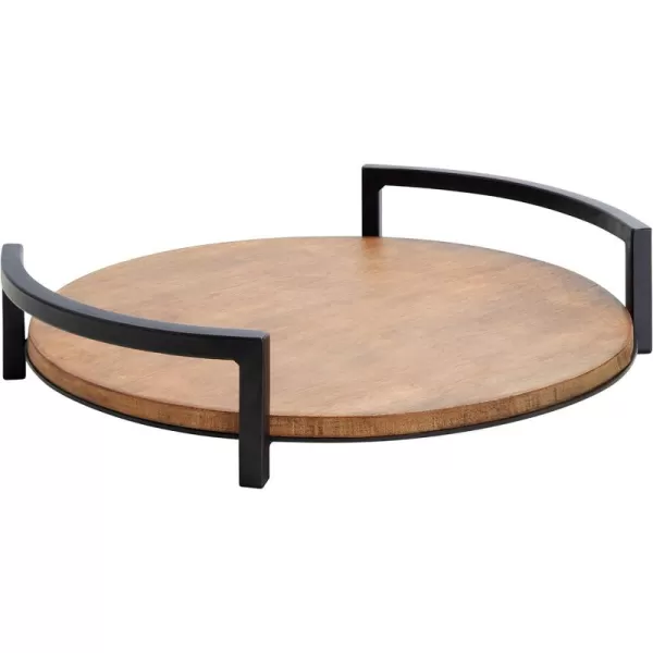 Kate and Laurel Ficher Round Wood Tray 15quot Diameter Rustic Brown ShabbyChic Farmhouse Centerpieces for Table or Ottoman