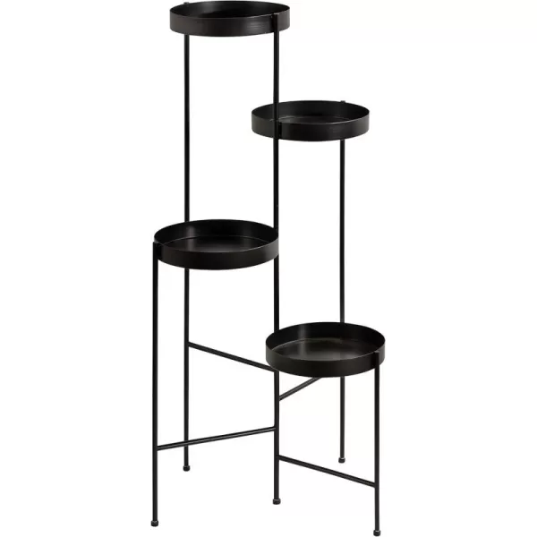 Kate and Laurel Finn Modern 4Tier Plant Stand 10 x 11 x 44 Bronze Folding Lightweight Plant Stand for Decorative Display and StorageBlack