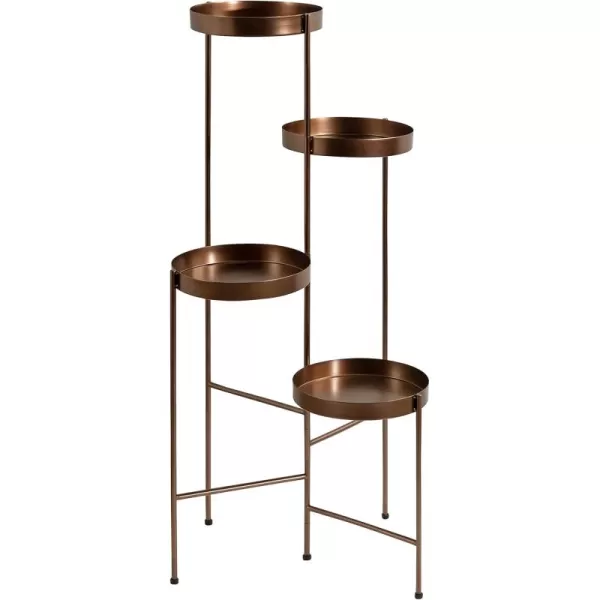 Kate and Laurel Finn Modern 4Tier Plant Stand 10 x 11 x 44 Bronze Folding Lightweight Plant Stand for Decorative Display and StorageBronze