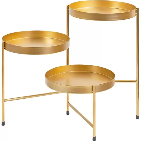 Kate and Laurel Finn Modern TriLevel Plant Stand 13 x 13 x 22 Gold Indoor MultiTiered Plant StandGold