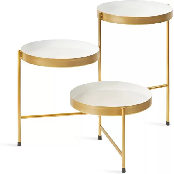 Kate and Laurel Finn Modern TriLevel Plant Stand 13 x 13 x 22 Gold Indoor MultiTiered Plant StandWhiteGold