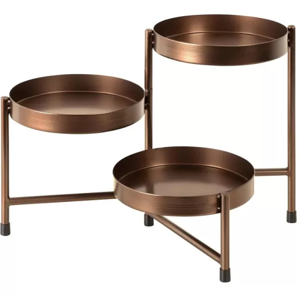 Kate and Laurel Finn Modern TriLevel Plant Stand 725 x 725 x 10 Gold Indoor MultiTiered Plant Stand for TabletopBronze