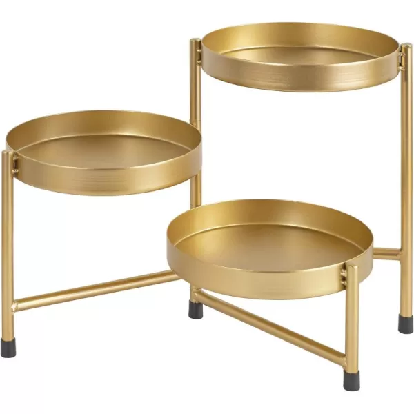 Kate and Laurel Finn Modern TriLevel Plant Stand 725 x 725 x 10 Gold Indoor MultiTiered Plant Stand for TabletopGold