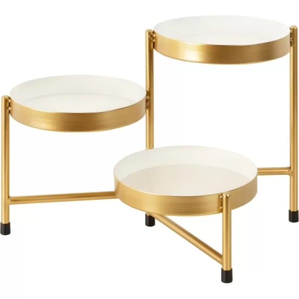 Kate and Laurel Finn Modern TriLevel Plant Stand 725 x 725 x 10 Gold Indoor MultiTiered Plant Stand for TabletopWhiteGold