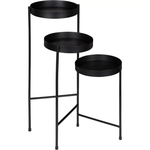 Kate and Laurel Finn TriLevel Metal Plant Stand Black