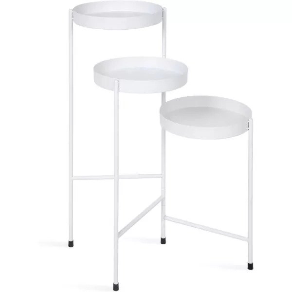 Kate and Laurel Finn TriLevel Metal Plant Stand Black and Gold Decorative Hinged Tray Stand DisplayWhite
