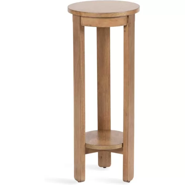 Kate and Laurel Foxford Tiered Round Drink Table 12 x 12 x 30 Natural Brown Transitional TwoTier Circle Plant Stand Table for Use as Living Room Pedestal Table or Small Bedroom Nightstand