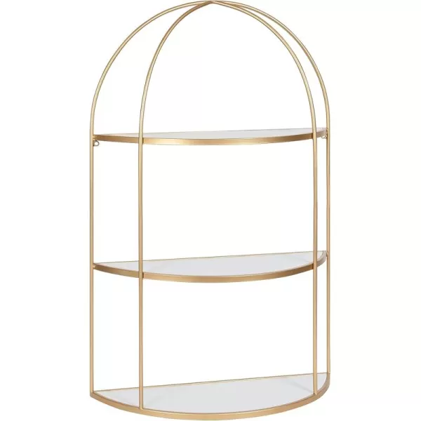 Kate and Laurel Freade Modern 3 Tier Shelf 22 x 8 x 32 White and Gold Decorative Glam Shelf for Storage and Display