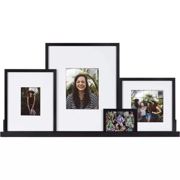 Kate and Laurel Gallery Transitional Frame and Shelf Set Set of 5 Rustic Brown and Black Sophisticated Picture Frame Collection with Multiple Sizes IncludedBlack