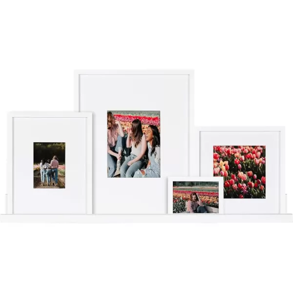 Kate and Laurel Gallery Transitional Frame and Shelf Set Set of 5 Rustic Brown and Black Sophisticated Picture Frame Collection with Multiple Sizes IncludedWhite