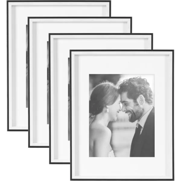 Kate and Laurel Gibson Modern Wall Picture Frame Set of 3 16x20 matted to 8x10 Black ThreePiece Frame Set for Gallery Wall Frame Set in Living Room Wall DcorBlackWhite