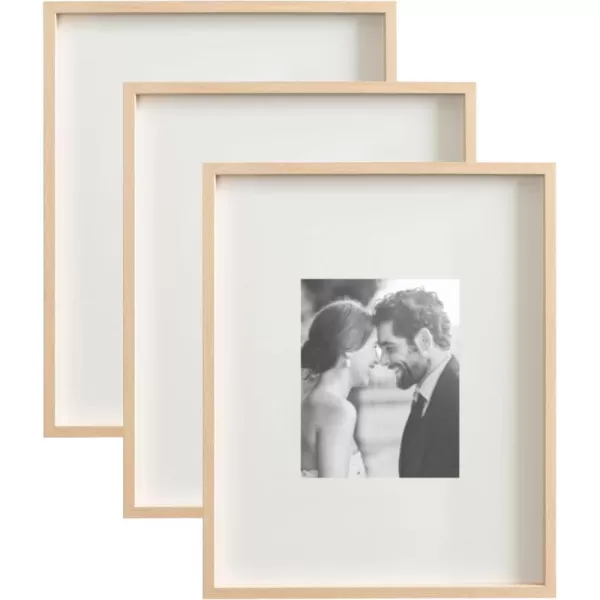 Kate and Laurel Gibson Modern Wall Picture Frame Set of 3 16x20 matted to 8x10 Black ThreePiece Frame Set for Gallery Wall Frame Set in Living Room Wall DcorNatural