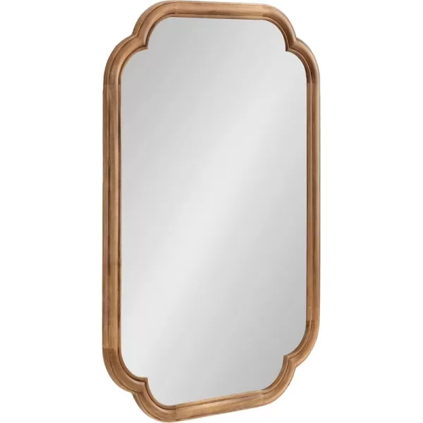Kate and Laurel Glenby Transitional Scalloped Wall Mirror 24 x 36 Rustic Brown Wooden Farmhouse Bathroom Mirror with Rounded and Stepped Frame ProfileRustic Brown