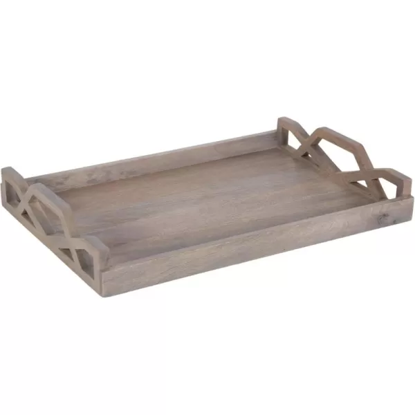 Kate and Laurel Grassley Decorative Farmhouse Tray 19 x 13 x 3 Whitewash Coastal Ottoman Tray for Storage and DisplayGray