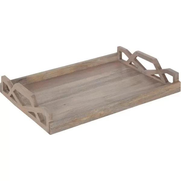 Kate and Laurel Grassley Decorative Farmhouse Tray 19 x 13 x 3 Whitewash Coastal Ottoman Tray for Storage and DisplayWhite
