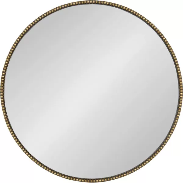 Kate and Laurel Gwendolyn Decorative Round Wall Mirror with Beaded Gold Leaf Frame 236Inch DiameterGold