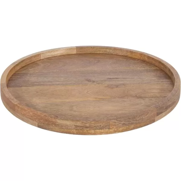 Kate and Laurel Halsey Round Lazy Susan Tray Organizer 18 Inch Diameter Natural Brown Transitional Round Countertop Organizer with Turning Lazy Susan for Kitchen Storage