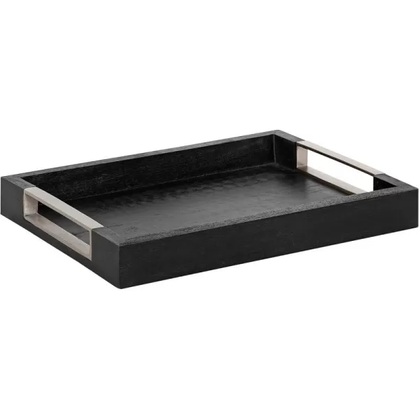 Kate and Laurel Heller Modern Rectangular Tray 12 x 16 Black Wood Tray for Storage and DisplayBlack