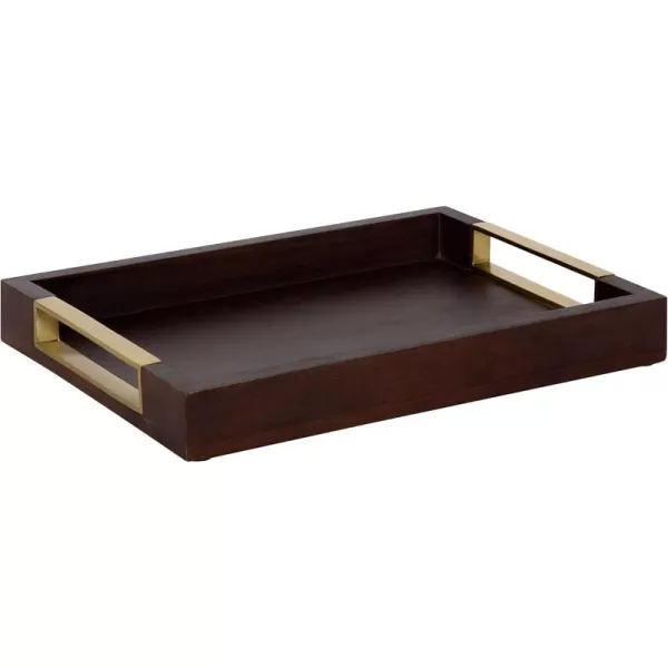 Kate and Laurel Heller Modern Rectangular Tray 12 x 16 Black Wood Tray for Storage and DisplayBrown