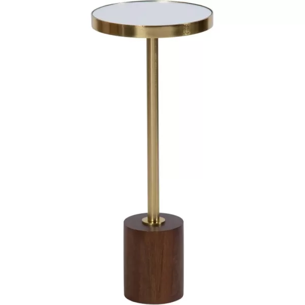 Kate and Laurel Hescott Modern Decorative Round Pedestal Use as Indoor Plant Stand or Living Room Accent Table 10x10x24 BlackGoldWalnut BrownGold